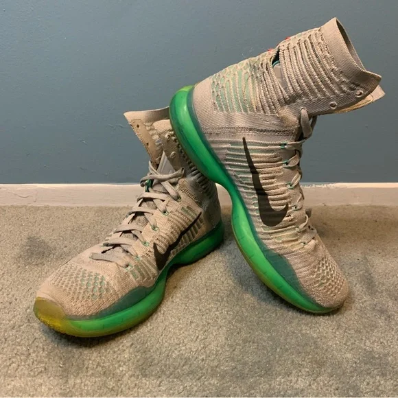 NIKE KOBE X ELITE USED SIZE 7.5M/8.5W WOLF GREY WHITE LIGHT RETRO 718763 041